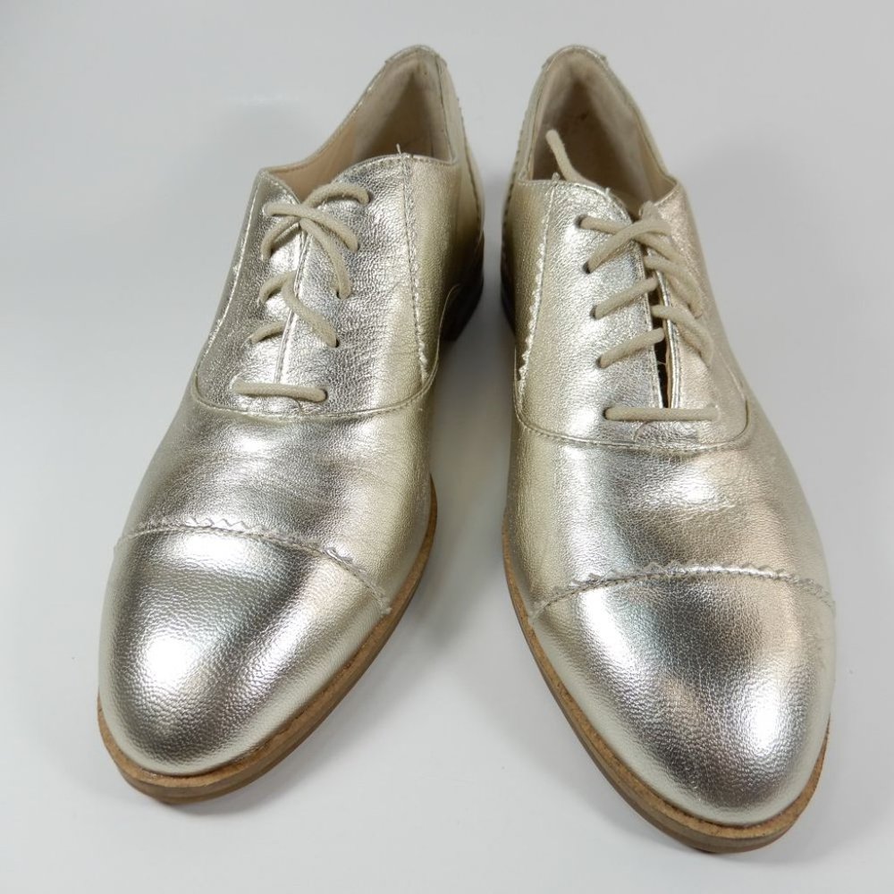 COLE HAAN The Go-to Arden Oxford Shoes Size 6.5 Soft Gold Metallic Leather NEW - Picture 5 of 12
